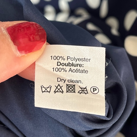 J. Crew Gallery Shift dress, navy blue with white polka dots, size 4 - Picture 9 of 10